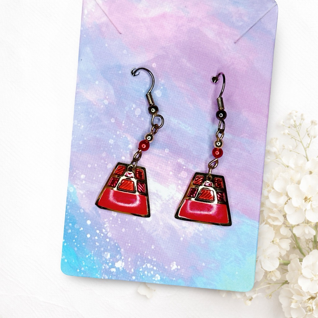 47u Berebei Coral Enamel Earrings Geometric 22$